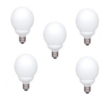 SET 5 becuri fluorescent Panasonic, soclu E27, putere 18W, forma sferic, lumina alb calda, alimentare 220 - 240 V, &quot;EFG18E27HD-5&quot; (timbru verde 2.25 l