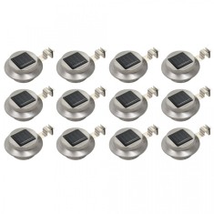 Lampi solare de exterior LED, 12 buc., alb, 12 cm, rotund foto