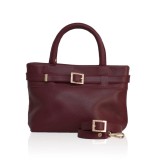 Cumpara ieftin Poșetă Piele Naturală Roșu Cherry Emily, 25cm, Curea 118cm, Damă, Fabricată Manual Grecia