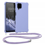 Husa Kwmobile pentru Samsung Galaxy A12, Silicon, Albastru, 54504.108, Textil, Carcasa