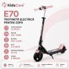 Trotineta electrica KidsCare E70 roz copii 130W 14 km/h lumini 6.5 inch autonomie 5-8km