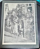 Litografie pe carton, la fantana