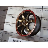Set jante ART 356 B 15 inch, design sport cu inel rosu, cu kit montaj