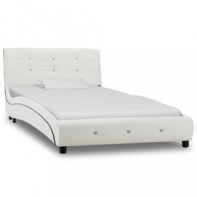 Cadru de pat, alb, 90 x 200 cm, piele ecologică foto
