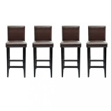 Cumpara ieftin Scaune de bar, 4 buc., maro inchis, piele ecologica