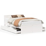 Cumpara ieftin Cadru pat fara saltea/cu tablie, alb, 120x200cm, lemn masiv pin
