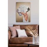 Tablou Canvas Bujor Alb, Multicolor, 70 x 50 cm