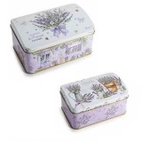 Cumpara ieftin Set 2 cutii depozitare metal Lavanda 15,5 x 10 x 8 H, 13 x 8 x 6,5 H