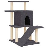 Cumpara ieftin Ansamblu de pisici, stalpi din funie sisal, gri inchis, 97 cm