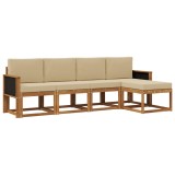 vidaXL Set de canapele de exterior 5 pcs Natural și Bej Poliester 3385124