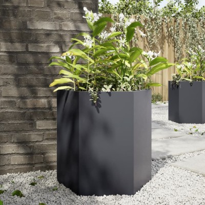vidaXL Jardinieră de grădină antracit 46x40x45 cm oțel hexagonal 851112 foto