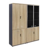 Cumpara ieftin Dulapuri Lotus cu 4 usi din sticla/lemn de culoare stejar-gri inchis 160x45x180cm