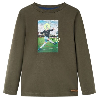 Tricou pentru copii cu m&amp;acirc;neci lungi, kaki, 128 12737 foto