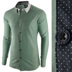 Camasa pentru barbati verde slim fit casual A La Fontaine foto