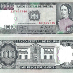 1982 ( 25 VI ) , 1,000 pesos bolivianos ( P-167a.1 ) - Bolivia - stare UNC