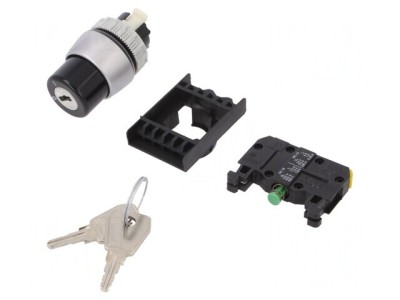 Comutator rotativ cu cheie 22mm 2 poziții negru IP65 foto