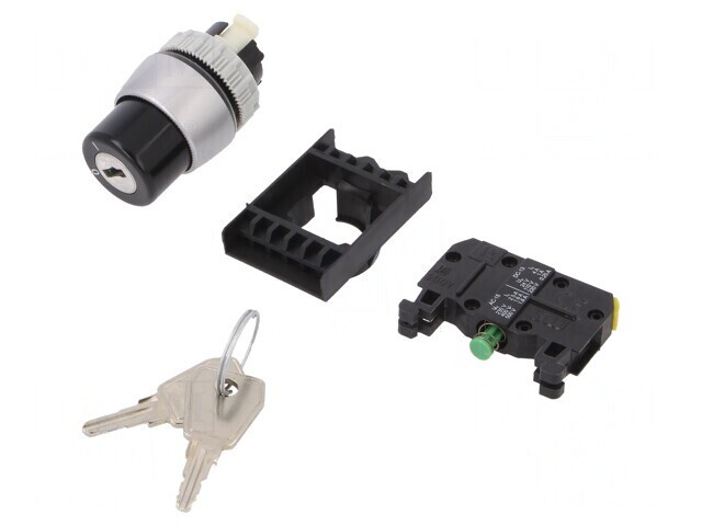 Comutator rotativ cu cheie 22mm 2 poziții negru IP65