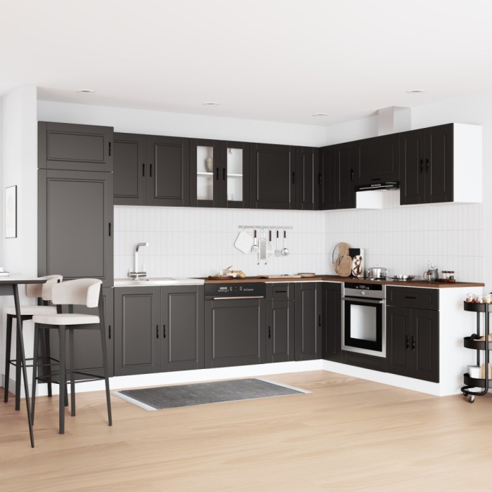 vidaXL Dulap baza chiuvetă cu ușă Porto 2 pcs Negru 80 x 46 x 84.5 cm 3315022