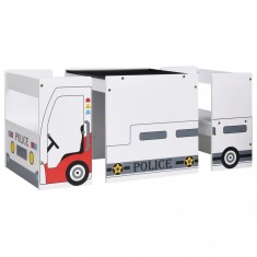 Set masa&amp;amp;scaun pentru copii, 3 piese, model ma?ina poli?ie, MDF foto