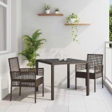 VidaXL Set de masă pentru grădină 3 pcs Maro 90 x 90 x 75 cm Poliratan