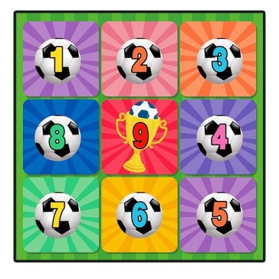 Set de Fotbal Flippy, Joc Recreativ Pentru Copii, Minge cu Scai, Plansa din Material textil, 150 x 150 cm, Model Trofeu, Multicolor foto