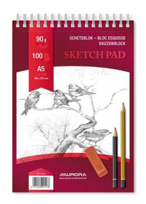 Bloc desen cu spirala, A5, 100 file - 90g/mp, pentru schite creion, AURORA foto