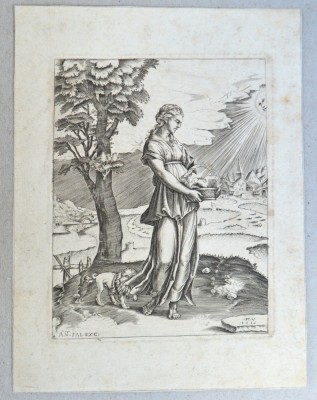 Agostino Veneziano &amp;quot;Sibila cumeană&amp;quot; gravura 1516 foto