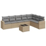 Set canapele de gradina, 8 piese, cu perne, bej, poliratan