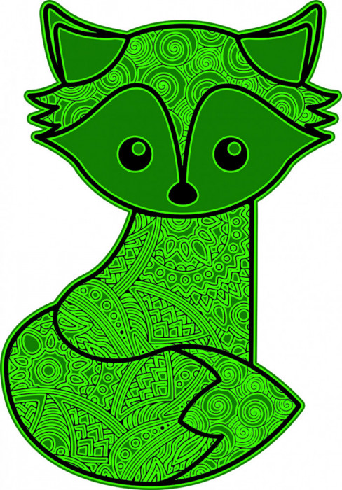 Sticker decorativ, Mandala, Vulpe, Verde, 85 cm, 7354ST-2