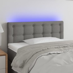vidaXL Tăblie de pat cu LED, gri &icirc;nchis, 80x5x78/88 cm, textil 3122021