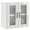 Dulap Bucatarie Perete Alb Lucios cu Usa Sticla Lucca 60x31x60 cm Lemn Prelucrat Rafturi Depozitare
