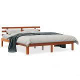 VidaXL Cadru de pat cu tăblie, maro ceruit, 180x200 cm, lemn masiv pin