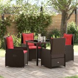 vidaXL Set de masă pentru grădină 5 pcs Maro Rattan poli