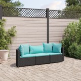 Gossi set mobilier de gradina cu perne, 3 piese, negru, poliratan