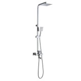 Set Dus Mauna: Coloana Dus, Baterie Alama, Inox, Efect Ploaie, Dus Manual, Cromat, Negru/Argintiu, Protectie Anticalcar