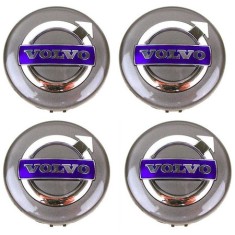 Set 4 capacele roti 64mm gri albastru, pentru jante aliaj Volvo volvosiwe