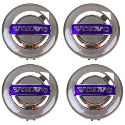 Set 4 capacele roti 64mm gri albastru, pentru jante aliaj Volvo volvosiwe foto