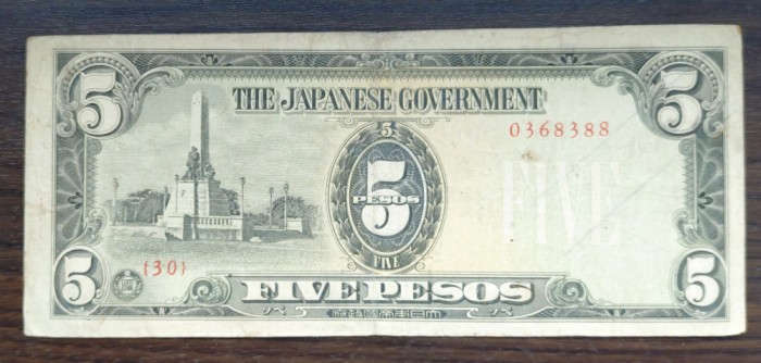 Bancnota - Filipine (Ocupație Japoneza) - 5 Pesos 1943