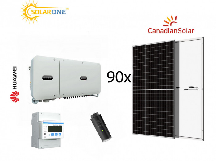 Kit sistem fotovoltaic 50kW, invertor trifazat Huawei si 90 panouri Fotovoltaice Canadian Solar 550W