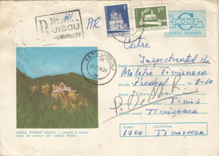 Romania, Judetul Bacau, Hanul Poiana Uzului, plic circulat, 1978