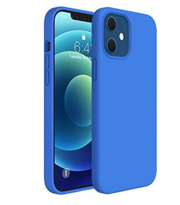 Husa silicon protectie camera cu microfibra Iphone 12 Mini Albastru Ocean foto