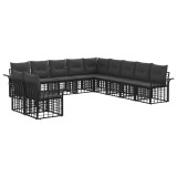 vidaXL Set de canapele de exterior cu pernă 11 pcs Negru și Gri &icirc;nchis 3437723