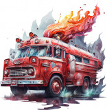 Cumpara ieftin Sticker decorativ, Masina de Pompieri, Turcoaz, 61 cm, 8173ST-1, Oem