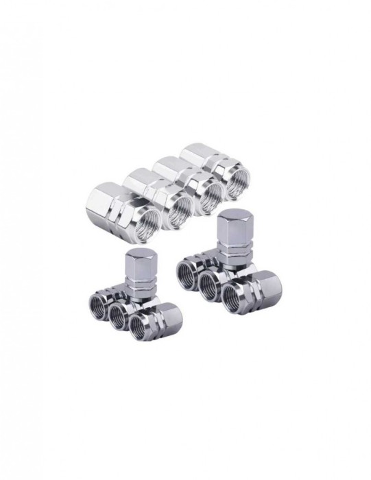 Set 12 capace hexagonale argintii pentru valva auto, aliaj aluminiu, lungime 1.8 cm
