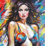 Tablou abstract intitulat &quot;Seduction&quot;, Acrilic, Tehnica