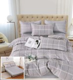 Cumpara ieftin Lenjerie Pat Bumbac Gri Elastic 6 Piese 180x200 cm Camilla Sx042