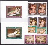 Ajman 1969 pictura nuduri MI 435-438 A+B + 2 bl. 119,120 MNH, Nestampilat