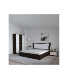 Dormitor Dante, 4 Piese, Pat Dante 160 X 200, 2Noptiere, Dulap Hera W, Culoare Wenge/Alb