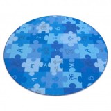 Covor copilăresc Puzzle albastru rotund, cerc 100 cm