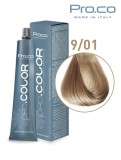 Vopsea de par profesionala PRO.COLOR 100 ml - Pro.Co - 9/01 BLOND SUPER DESCHIS CENUSIU